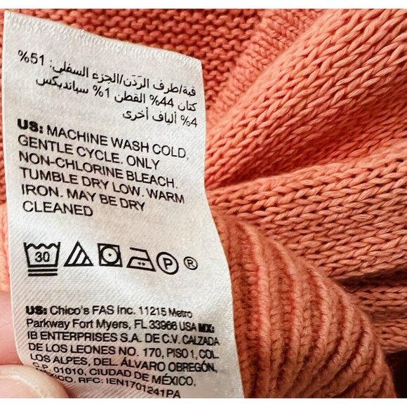 Chico’s Button Front Linen & Cotton Blend Cardigan Size Medium Sienna Rose NWT - Picture 9 of 9